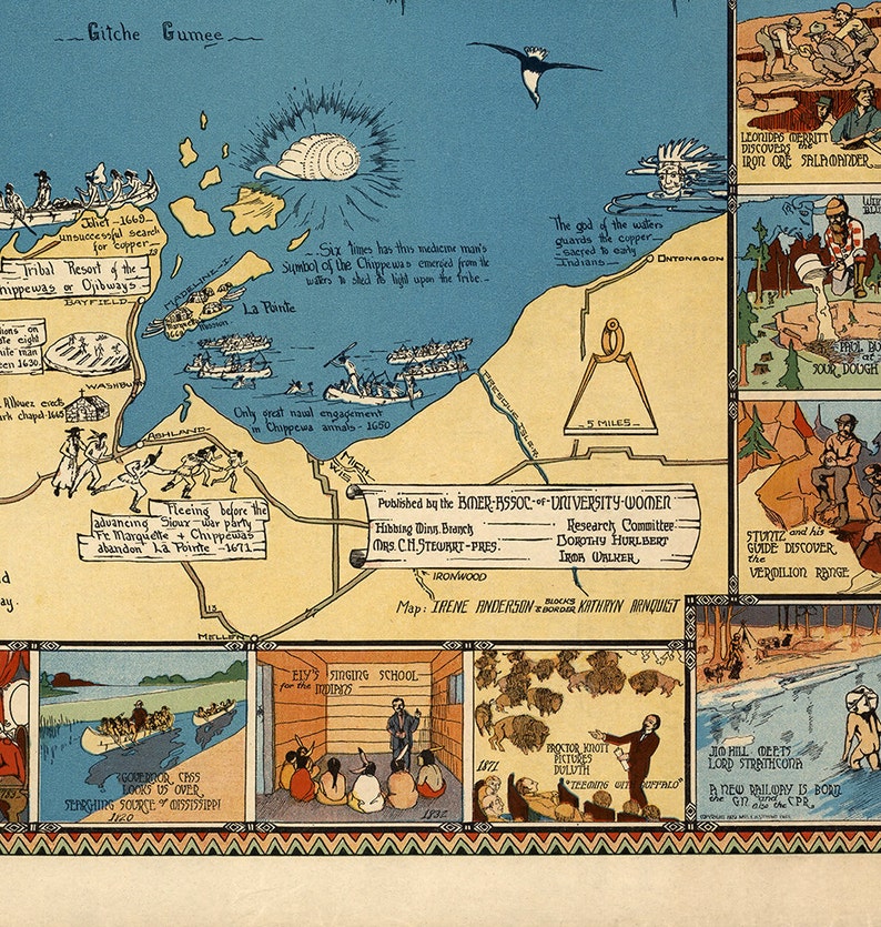 Map of the Arrowhead Minnesota 1935. Restoration Hardware Etsy