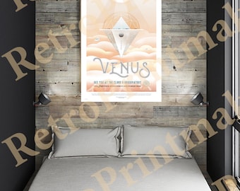 VENUS - See you at the cloud 9 observatory.  2016 NASA/JPL Space ExoPlanet Travel Giclee Reproduction Poster