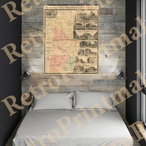 Map of Durham County, North Carolina NC, 1887.  Restoration Hardware Home Deco Style Old Wall Map.