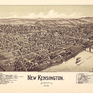 New Kensington, Westmoreland Co., Pennsylvania PA 1902. Vintage Restaurierung Hardware home Deco Stil alte Wandreproduktion Kartendruck.