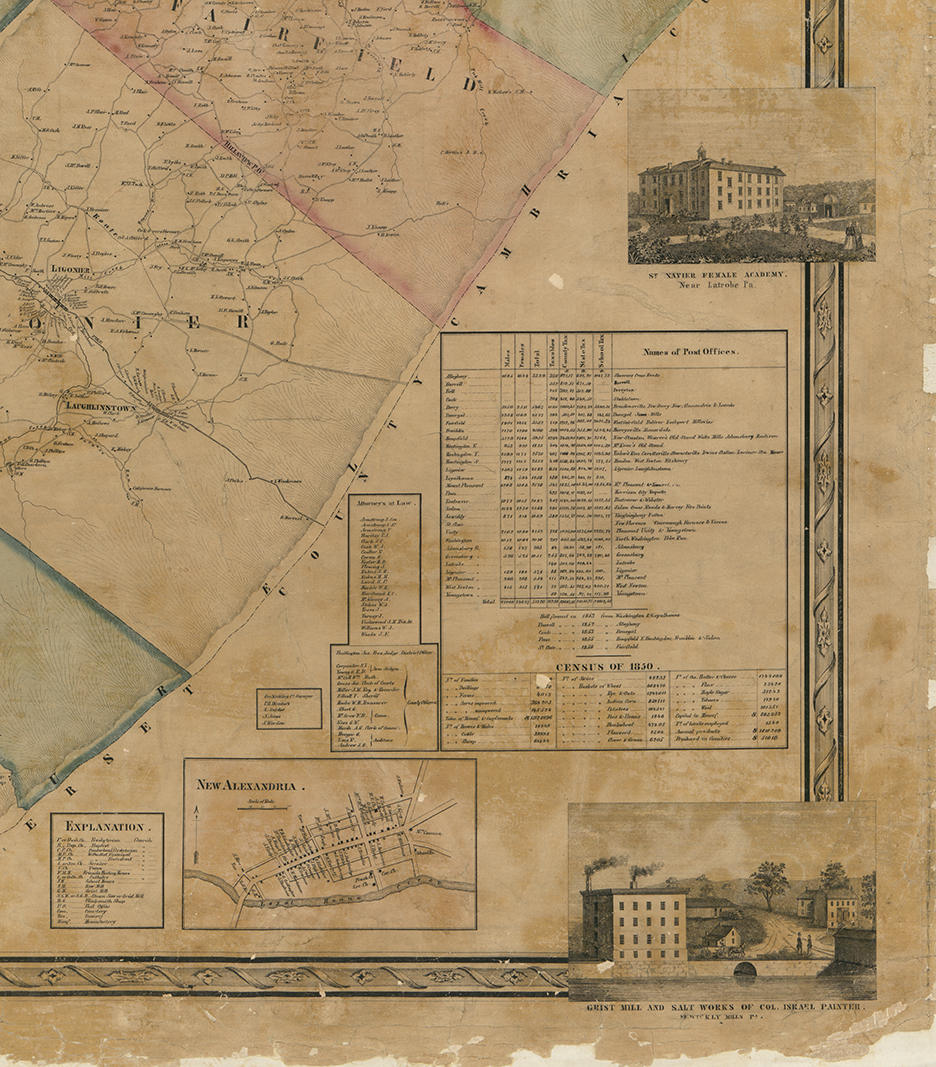 Mapa del condado de Westmoreland Pensilvania Pa. 1857. Etsy España