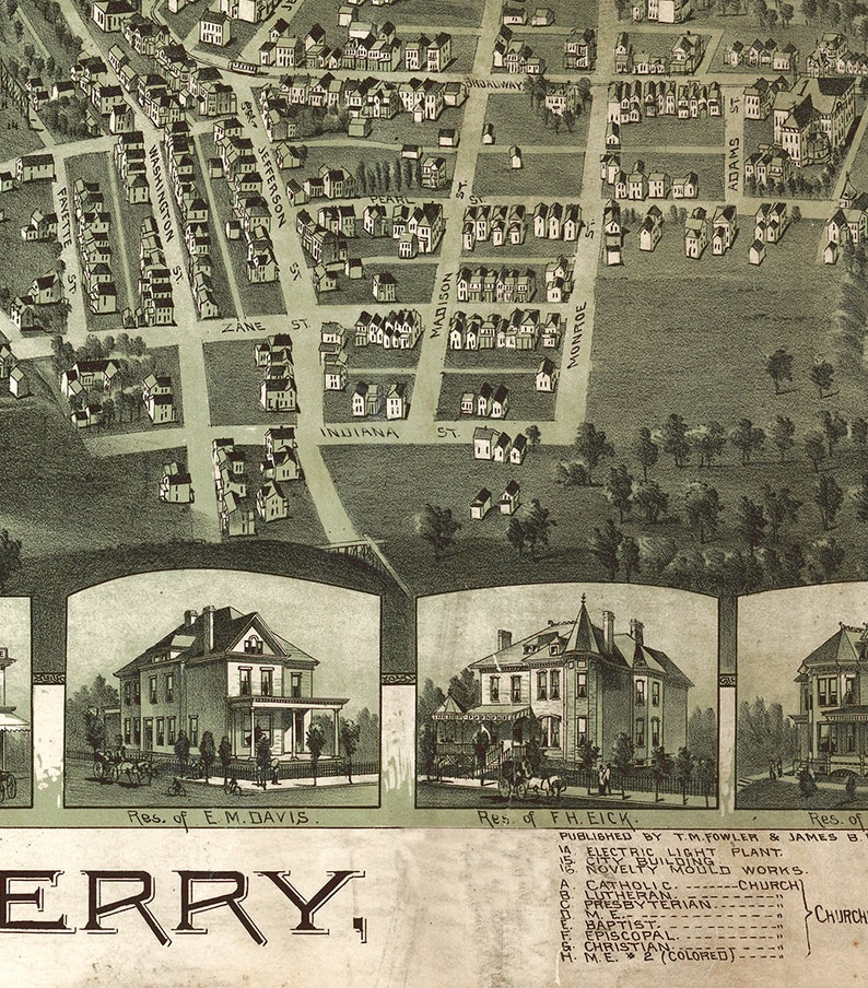 Map of Martin's Ferry Belmont County Ohio OH 1899. Etsy