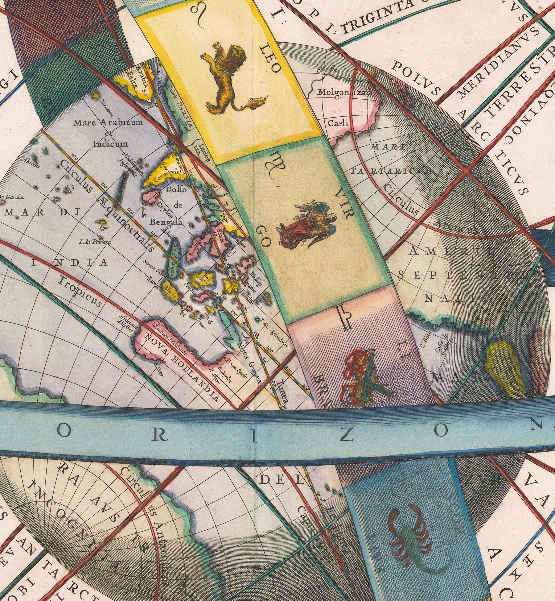 1660 Celestial Chart by Andreas Cellarius - Haemisphaerium Stellatum ...