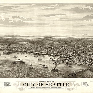Stadt Keaetet, Puget Sound, Washington Territory, 1878 Vintage-Restaurierung Hardware-home-Deco-Stil alte Wand Reproduktion Karte Drucken.