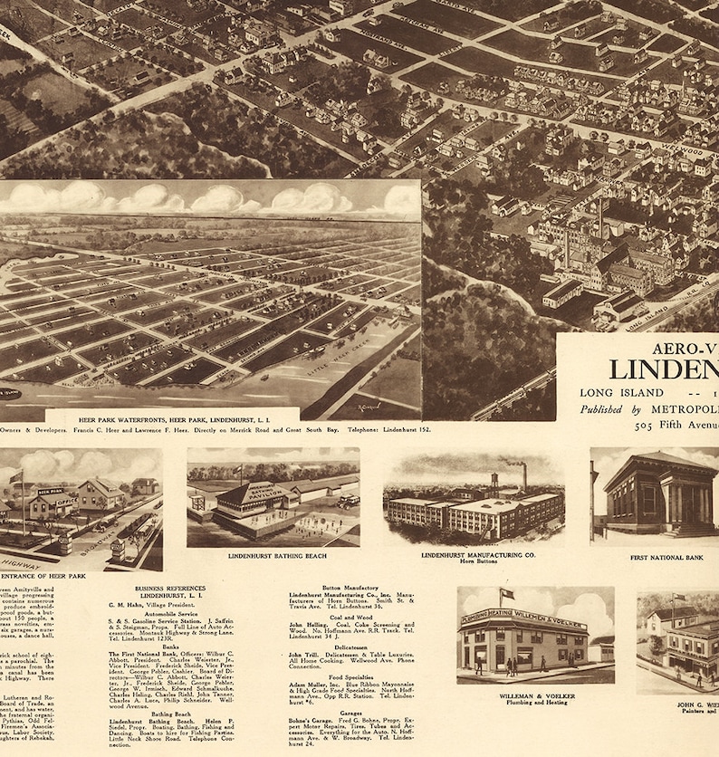 Map of Lindenhurst Town of Babylon Suffolk County Long Etsy