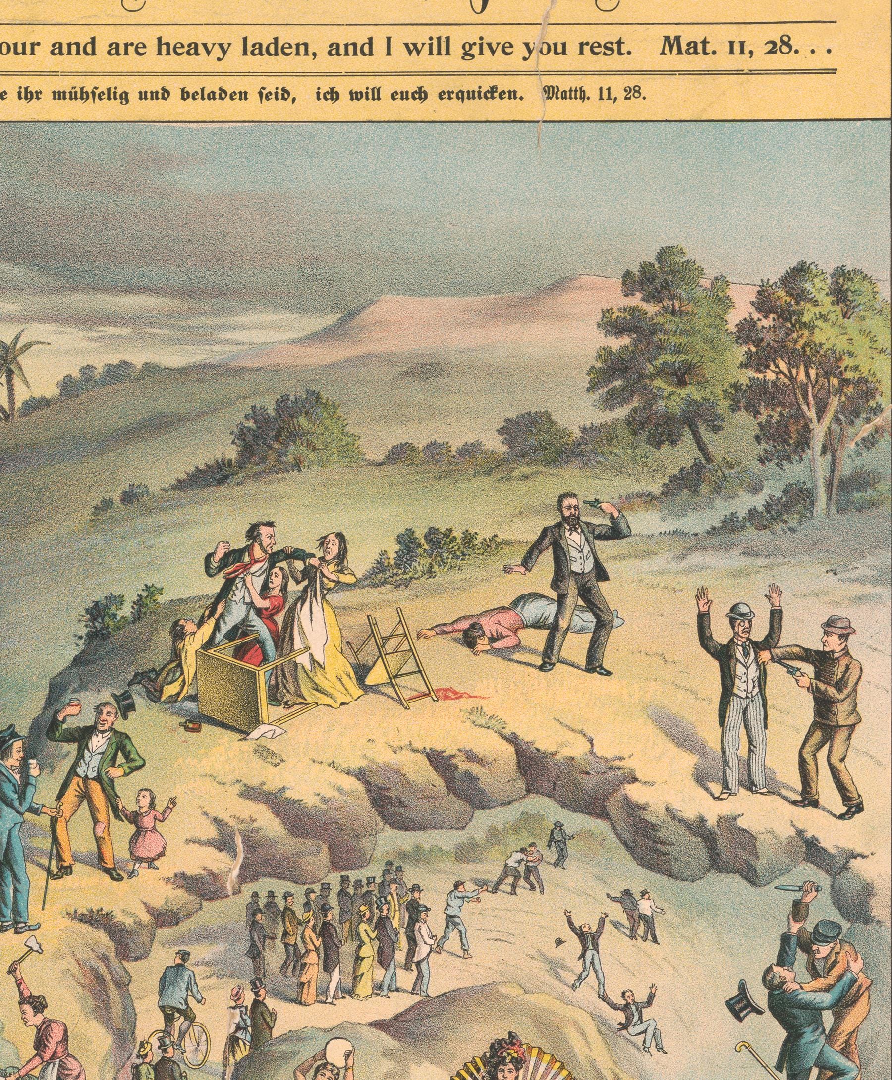 1896 Roads to Heaven and Hell Reproduction Map, Vintage Broadman
