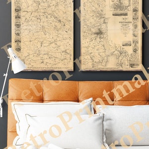 Providence County, Rhode Island, 1851. with some of the adjacent towns. Vintage reproduction Map.  Varies sizes and display available.