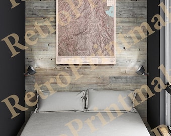 Vintage USGS Geological Survey Map of Yosemite National Park, California Topographic Poster, Vintage High Sierra Wall Reproduction Art