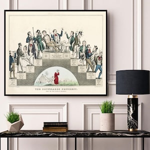 May include: A vintage lithograph depicting the "Drunkard's Progress" from the first glass to the grave. The image shows a series of men in various stages of intoxication, from a man holding a glass to a man lying in a ditch.