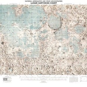 NASA Lunar Earthside Diagramm / Karte.  Wiederherstellung Hardware Home Deco Stil Reproduktion.