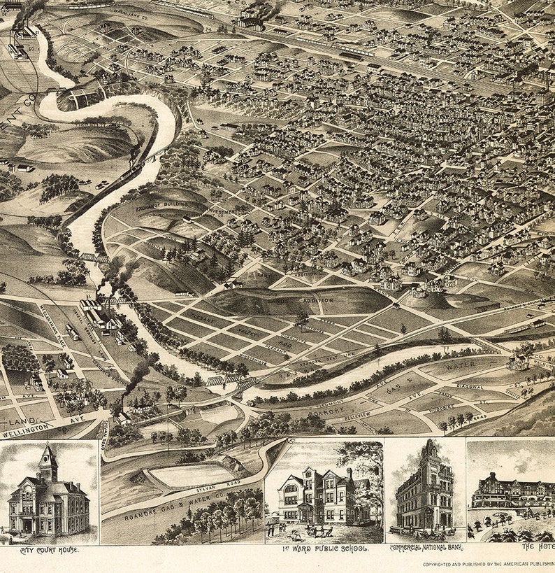 Roanoke big Lick Roanoke Valley Virginia Va. 1891 Etsy