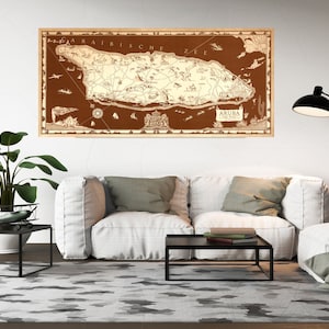 Mapa de Aruba. Reproducción vintage de pared antigua estilo decoración.