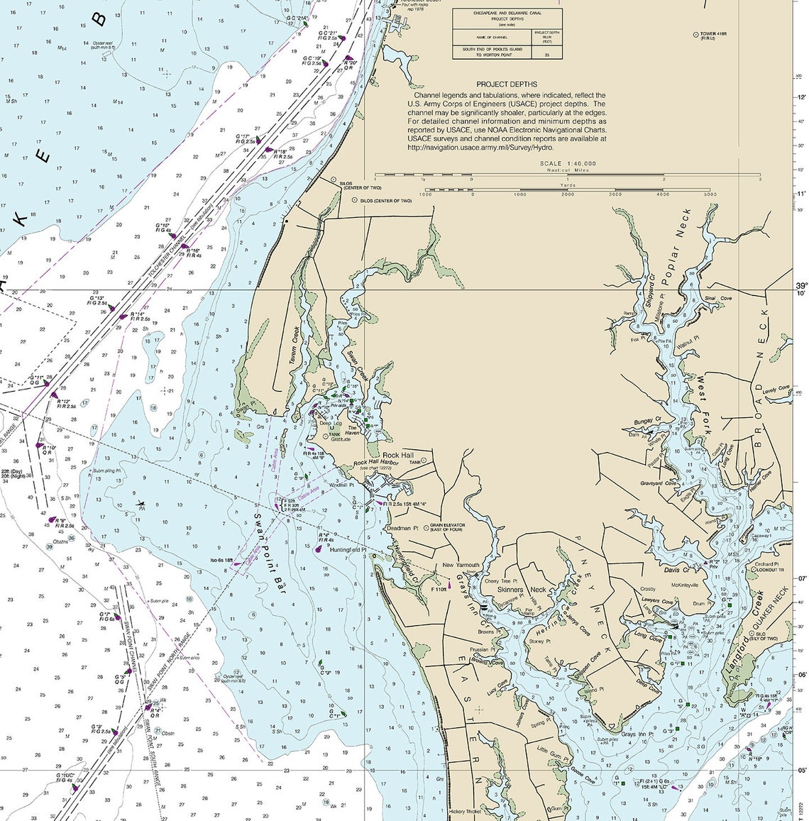 Nautical charts of Chesapeake Bay Approaches to Baltimore | Etsy
