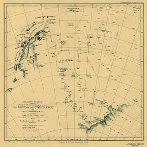 Gráfico para ilustrar el artículo sobre la deriva de la "Resistencia".  Expedición Imperial Trans-Antártica.  Expedición Antártica Británica. 1918.