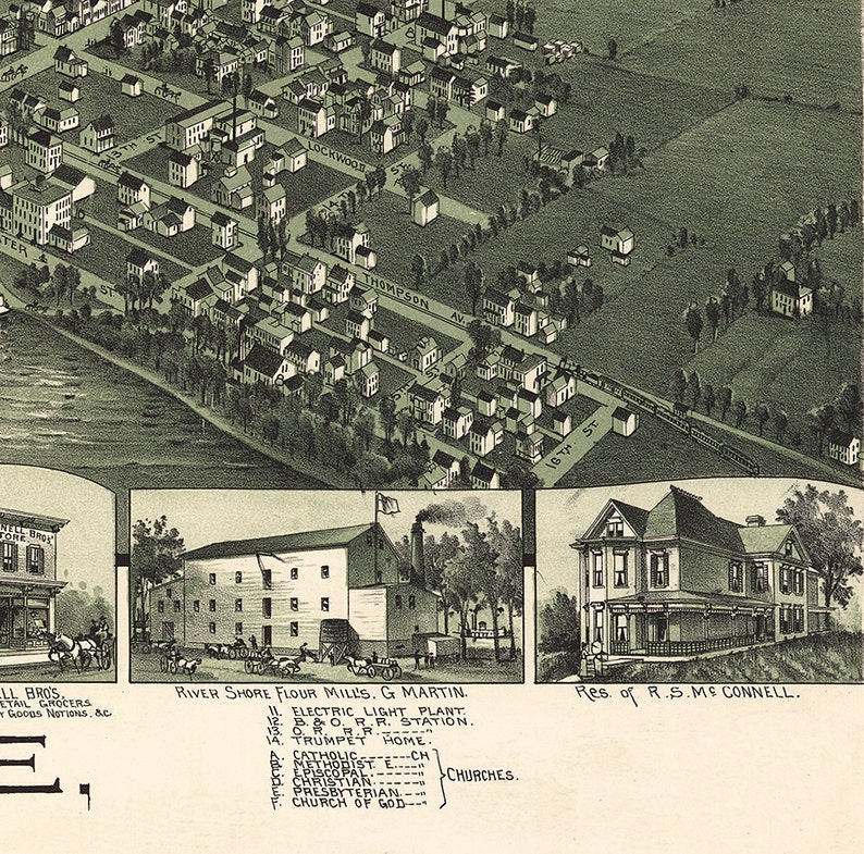 Map of Moundsville Marshall County West Virginia WV. 1899. Etsy