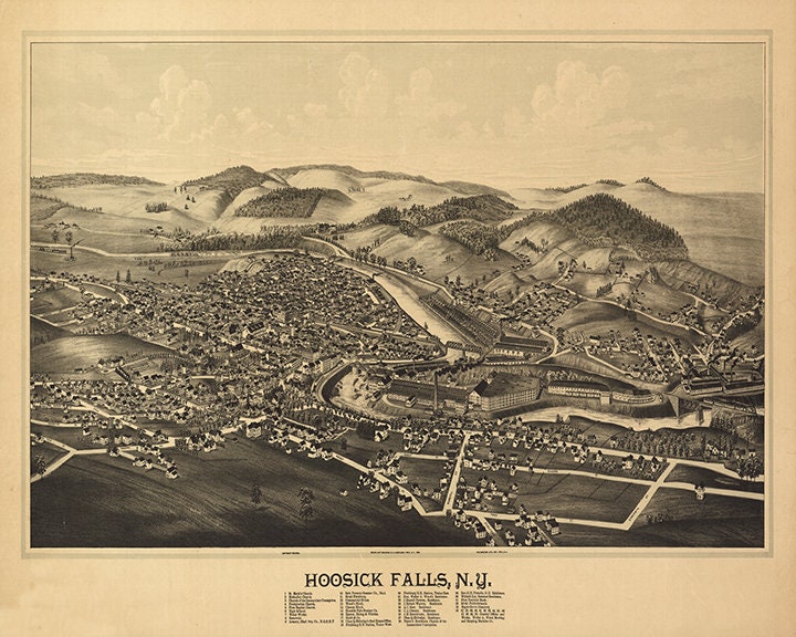 Map of Hoosick Falls Rensselaer Co. New York N.Y. 1889 Map. Etsy UK