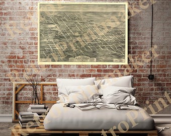 Map of Anniston, Calhoun County, looking northwest, Alabama AL., 1903.  Restoration Hardware Home Deco Style Old Wall Vintage Reprint.