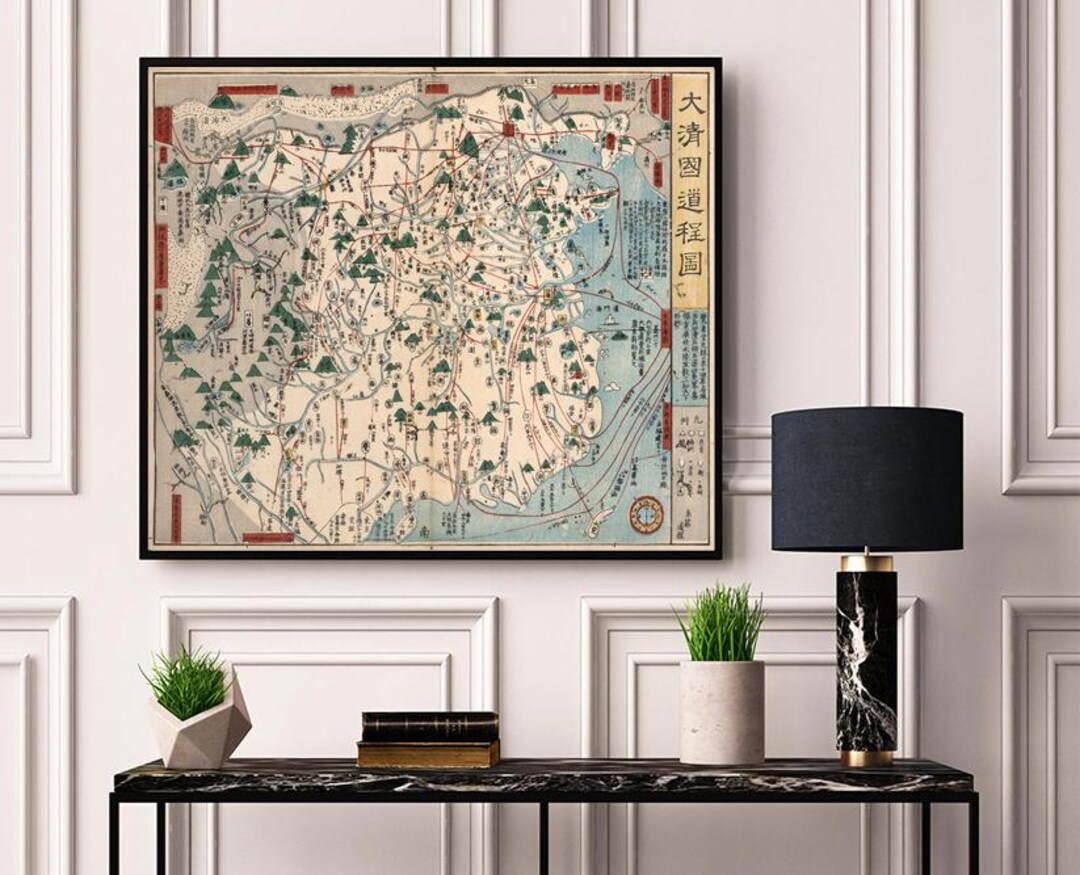 Map of 大清図道程図 (map of the Great Qing Dynasty Routes). Home Deco Style ...