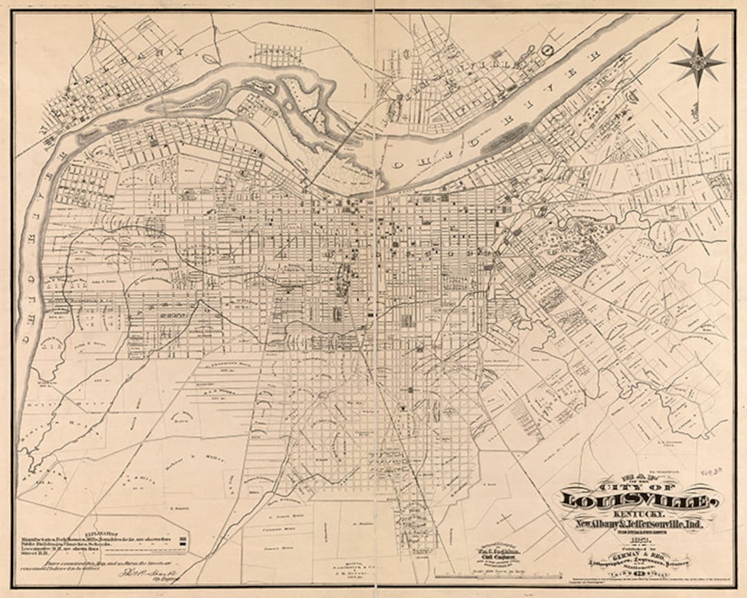 Vintage Louisville Lexington Kentucky Map Keychain