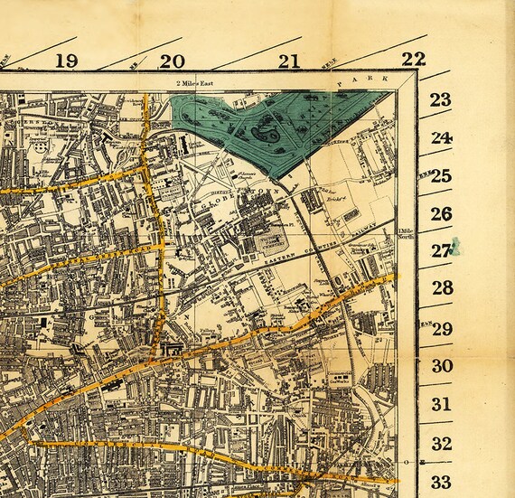 歴史的なロンドン地図 イギリス 1860 年。Restoration Hardware