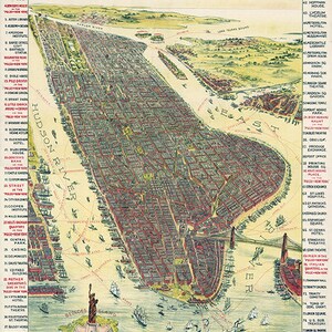 GRACIE EMMETT nella sua grande opera teatrale "The Pulse of New York" di Howard P. Taylor circa 1891 NY0068 Poster vintage Stampa mappa promozionale di Manhattan