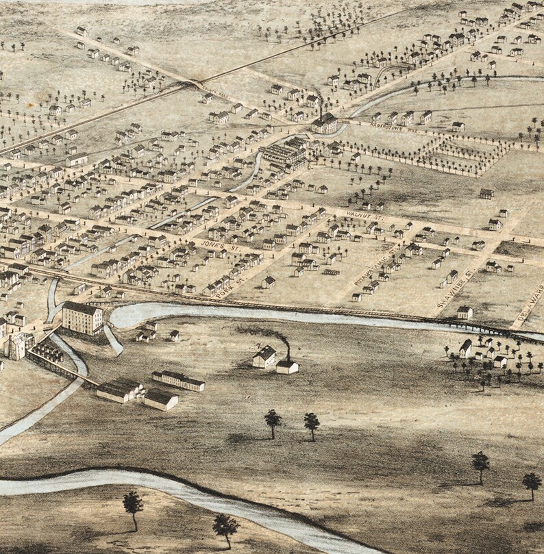 Map of Cambridge City Wayne Co. Indiana IN. 1871. Vintage Etsy