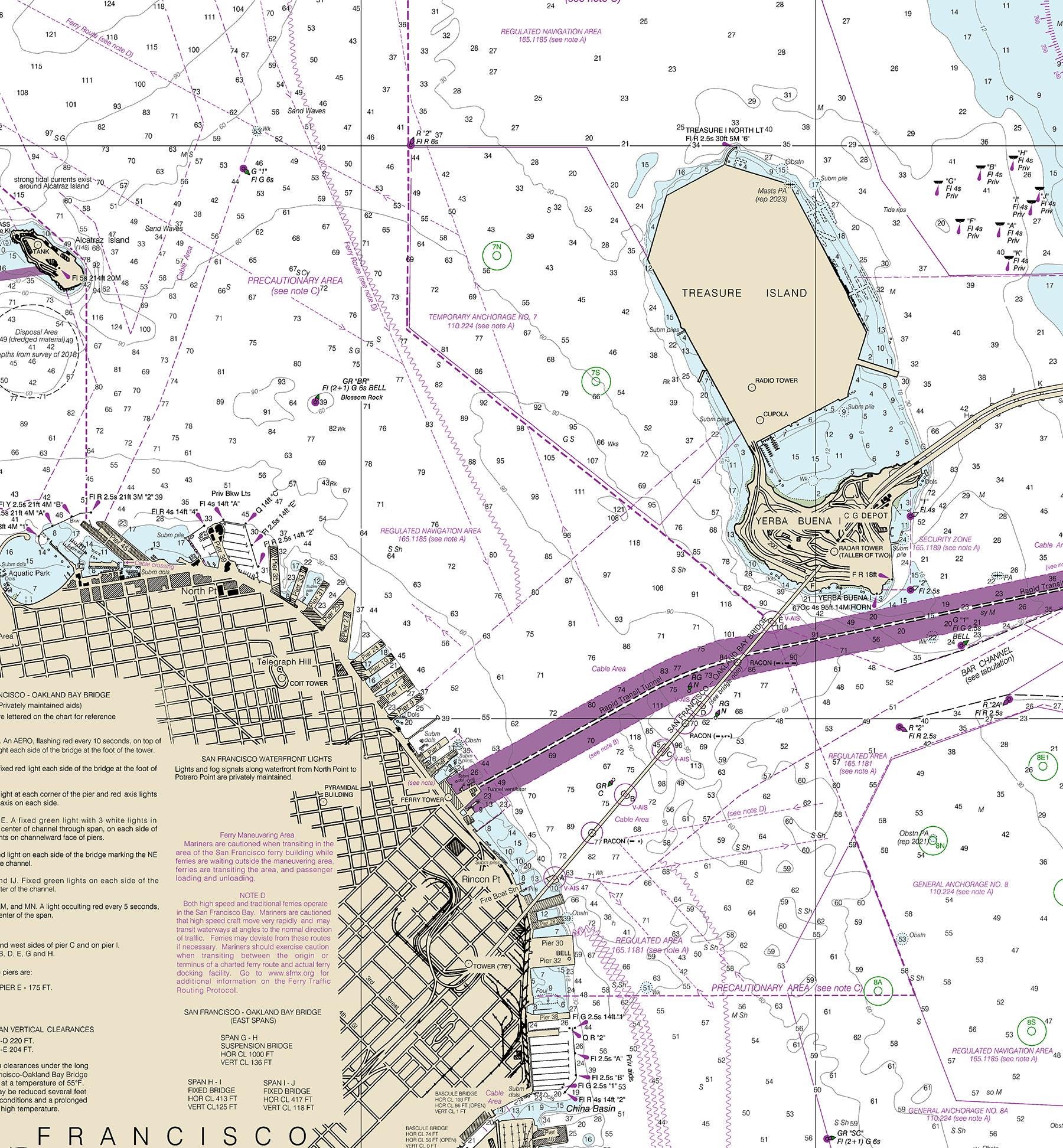 San Francisco Bay Map – Candlestick Point to Angel Island Nautical ...