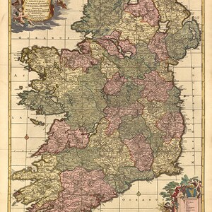Carte de l'Écosse et de l'Irlande, reproduction d'époque de 1873.