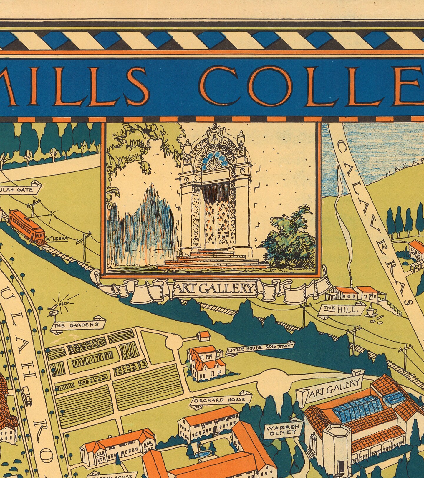 Map of Mills College Oakland CA. Home Deco Style Old Etsy