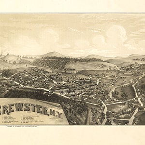 Brewster, Westchester Co. N.Y. Karte 1887.  Vintage-Restaurierung Hardware-home Deco-Stil alte Wand Reproduktion Karte Drucken. NY0173