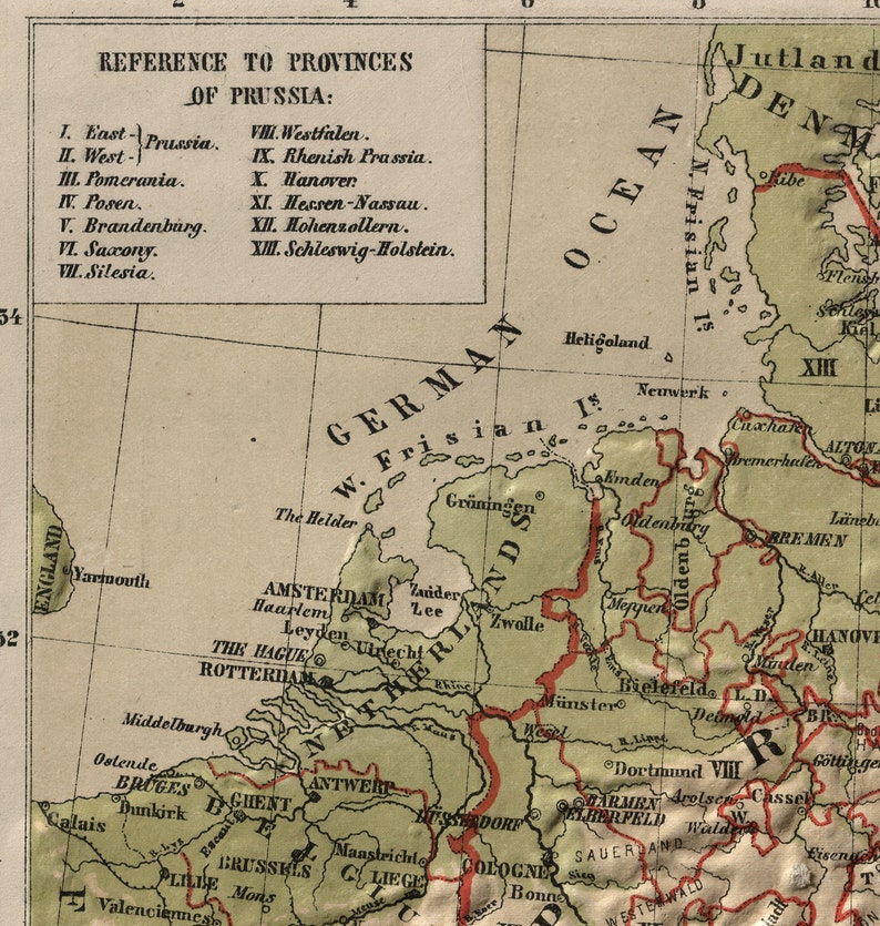 Carte de l'Allemagne, 1880. Reproduction de carte murale ancienne de style déco maison vintage. image 10