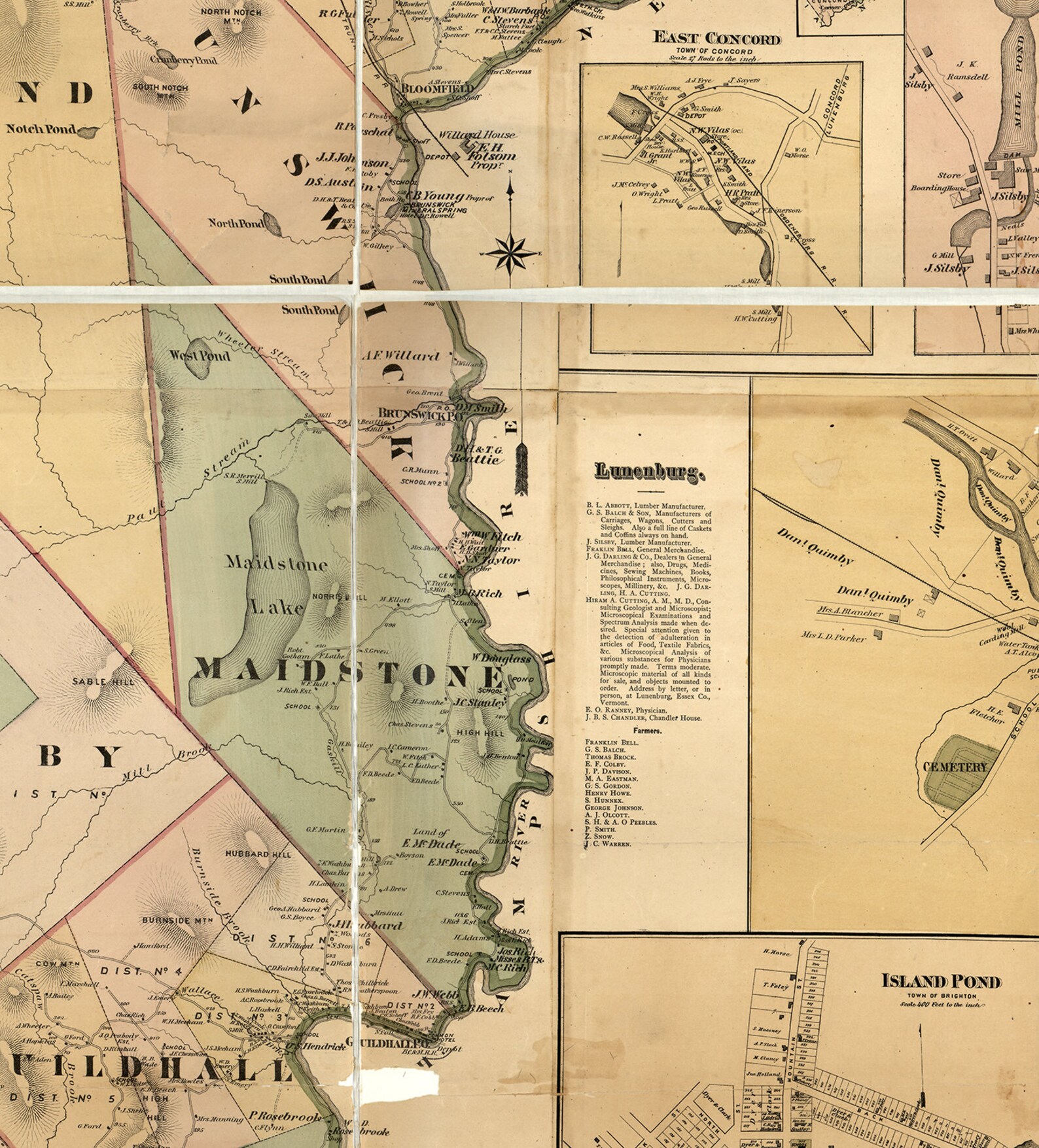 Map of Essex County Vermont. 1878. Vintage Home Deco Style Etsy