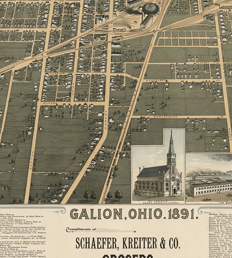 Map of Galion Crawford Morrow and Richland County Ohio OH Etsy