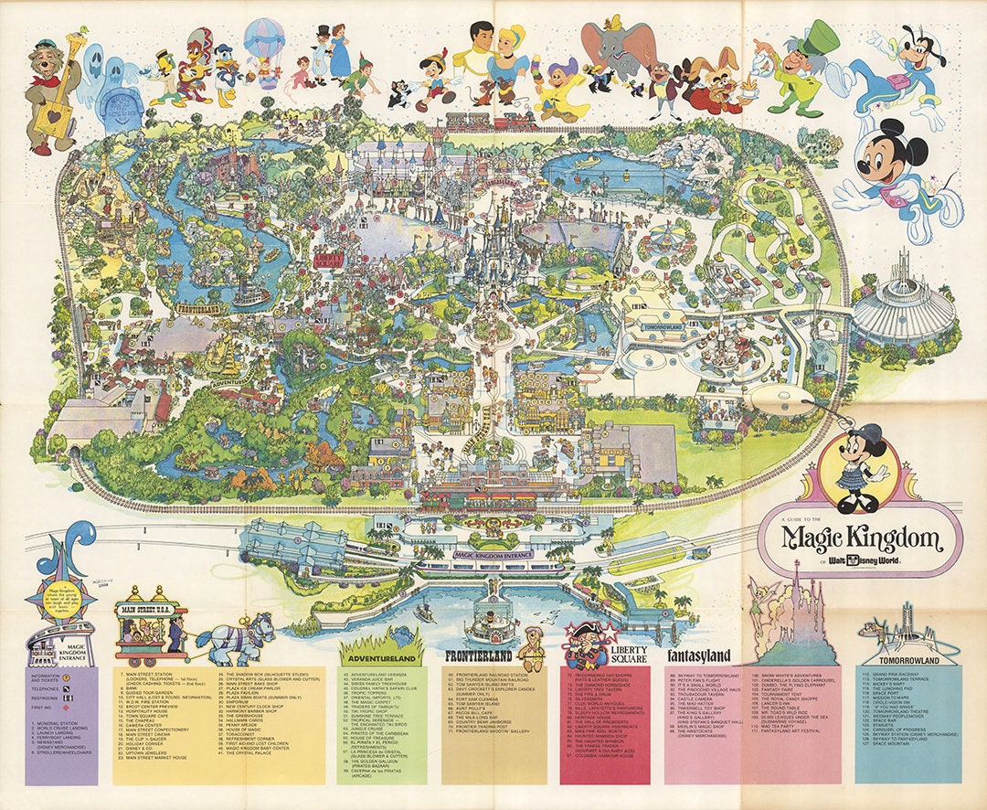 Disneyland Map - Disney Map - Vintage - 1958 - Panoramic