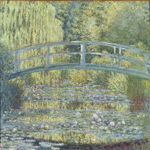 The Pond with Water Lilies. Claude Monet. Restoration Hardware Home Deco Style Oil Painting Reprint.