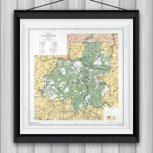 Karte von Allegheny National Forest, Pennsylvania: 1973.  Vintage Wohnkultur Reproduktion Karte.