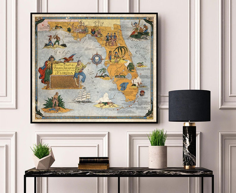 Ye True Chart of Buried Treasure in the Land &amp; Waters of - Etsy