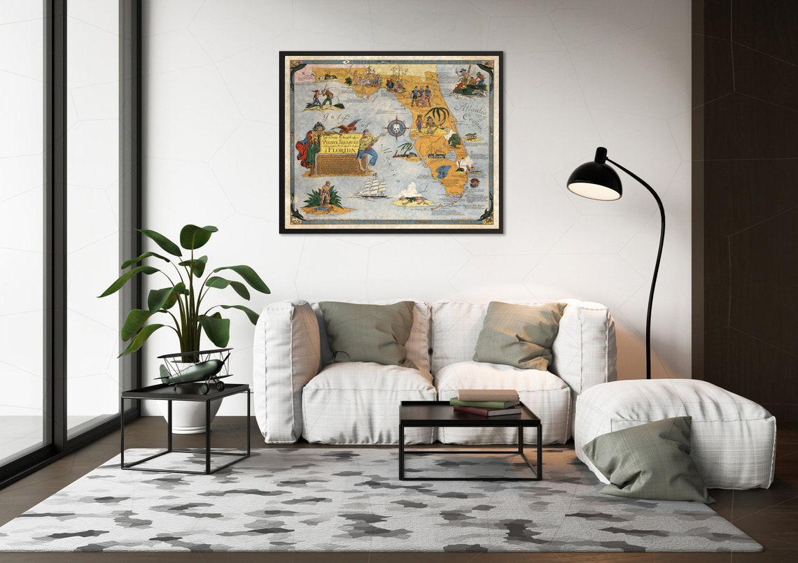 Ye True Chart of Buried Treasure in the Land &amp; Waters of - Etsy