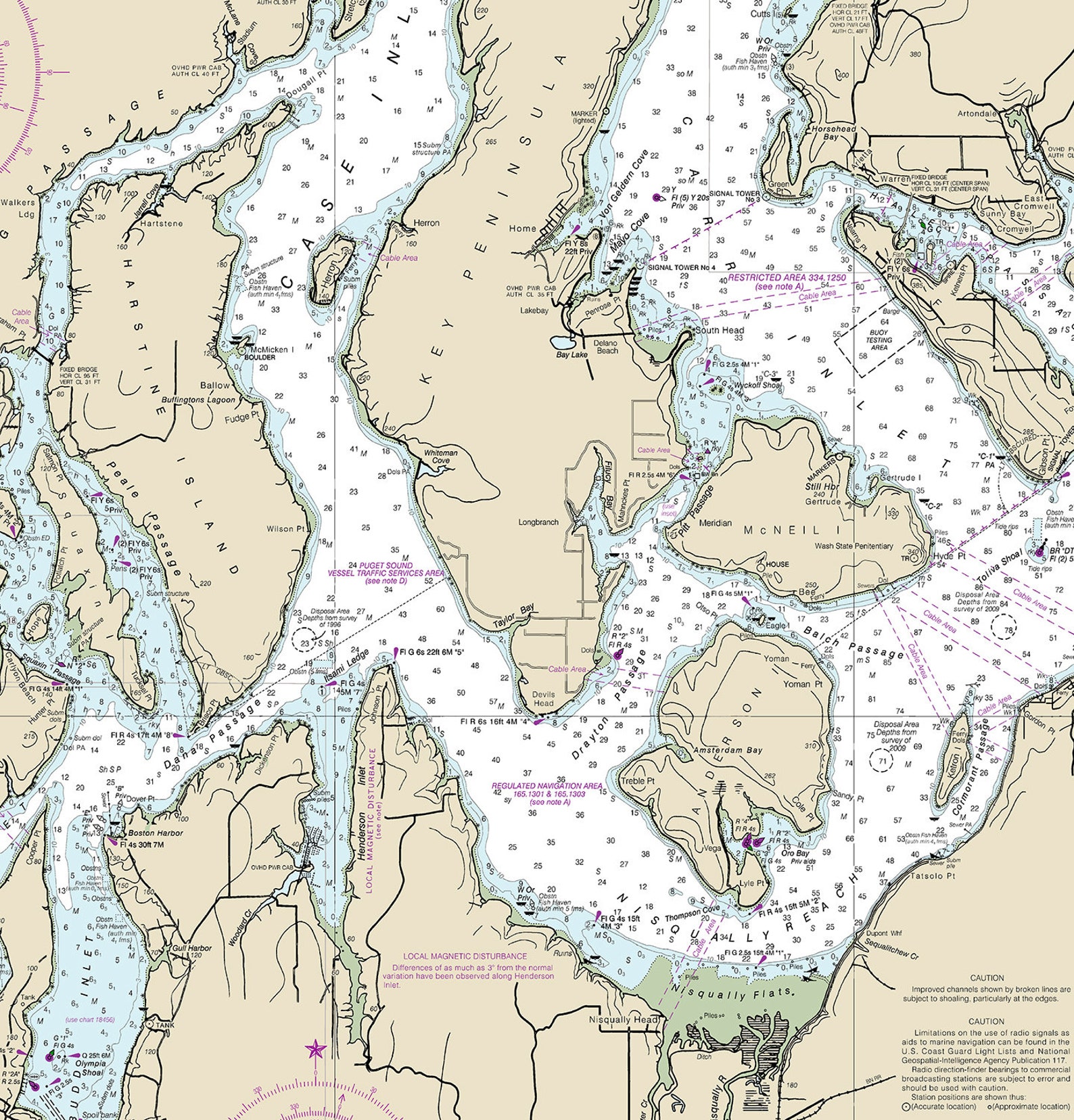 Nautical Charts of Puget Sound Southern Part. 18448. Washington West Coast. Mcneil Anderson