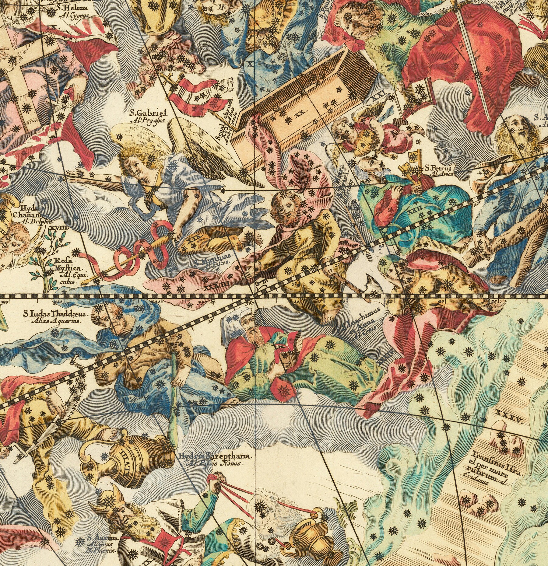 1660 Celestial Map of Constellations According to Christian Symbolism ...