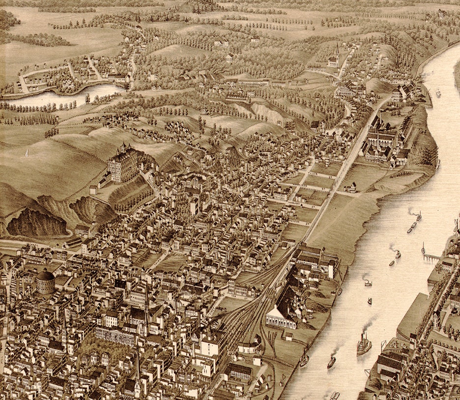 Map of Troy, Rensselaer Co, N.Y. 1881. Vintage Restoration Hardware ...
