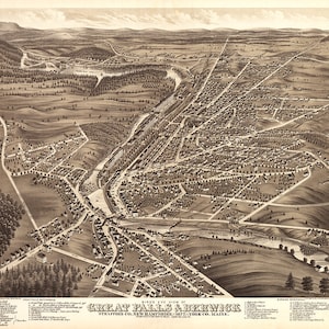 Great Falls, Strafford Co., New Hampshire & Berwick, York Co., Maine 1877  C.H. Vogt, Son. Ruger, A.Stoner, J. J.  Reproduction Map ME0005