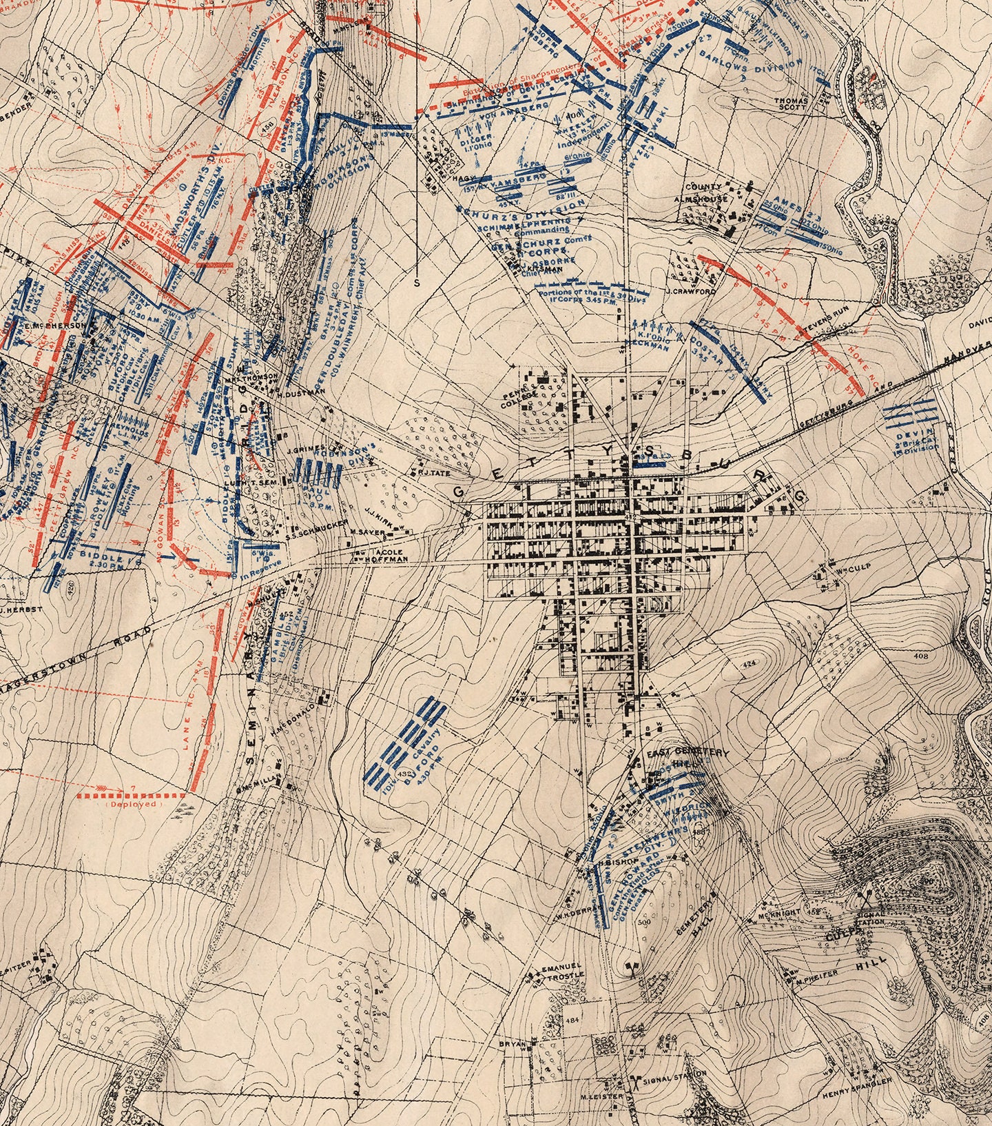 Set of 3 Maps of Gettysburg Battle From July 1 to July 3rd Etsy Finland