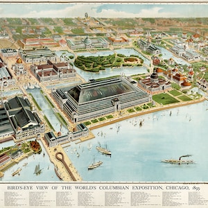 Chicago World es Columbian Exposition 1893, der 400. Jahrestag der Entdeckung Amerikas durch Columbus.  Vintage Reproduktion Druck.