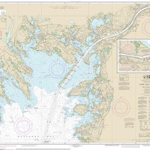 Seekarte des Cape Cod Canal 13236., Massachusetts. Bussard Bay. Wareham Weweantic River. Marion Sippican Hafen Wandkarte Reproduktion.