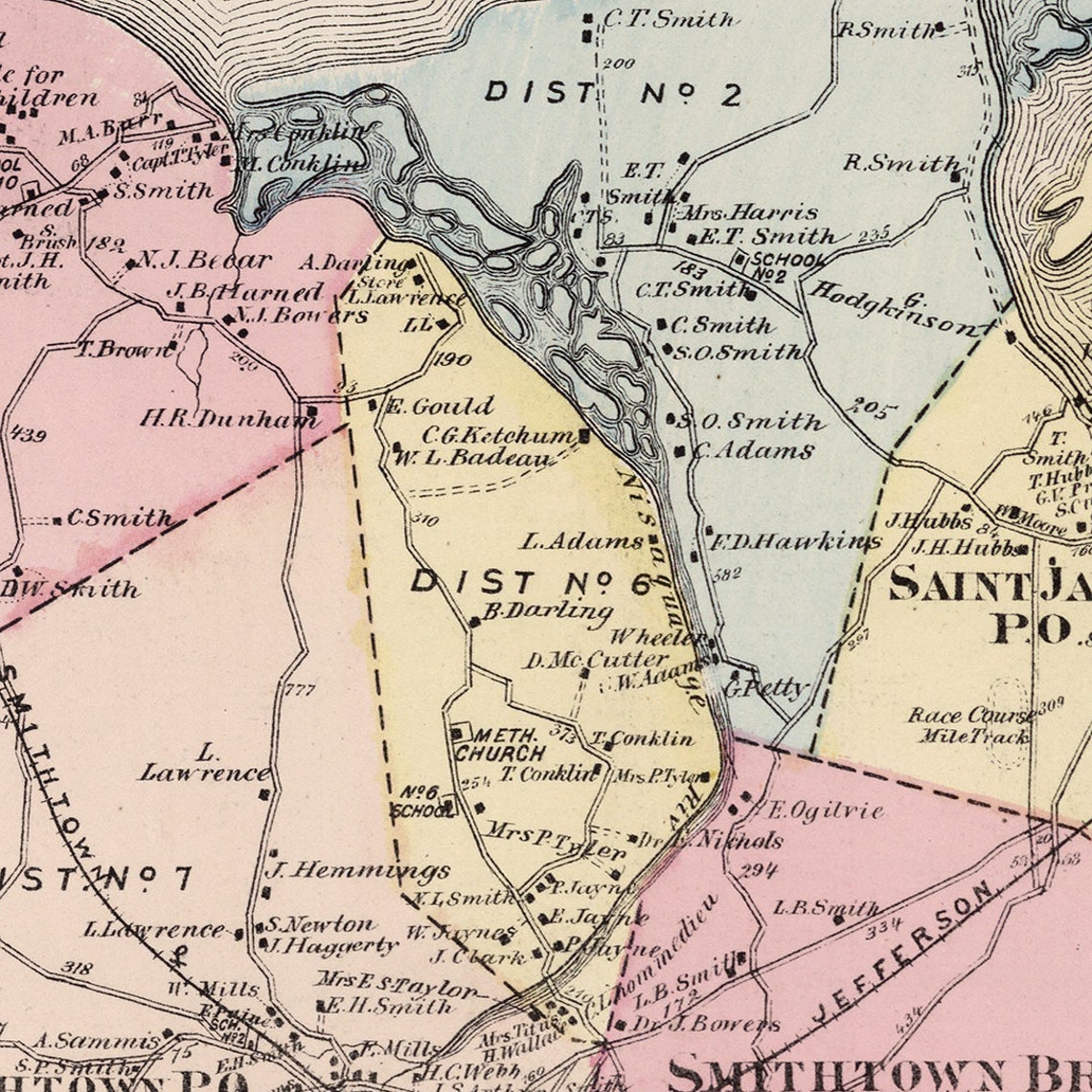 Map of Smithtown Suffolk County Long Island New York NY Etsy
