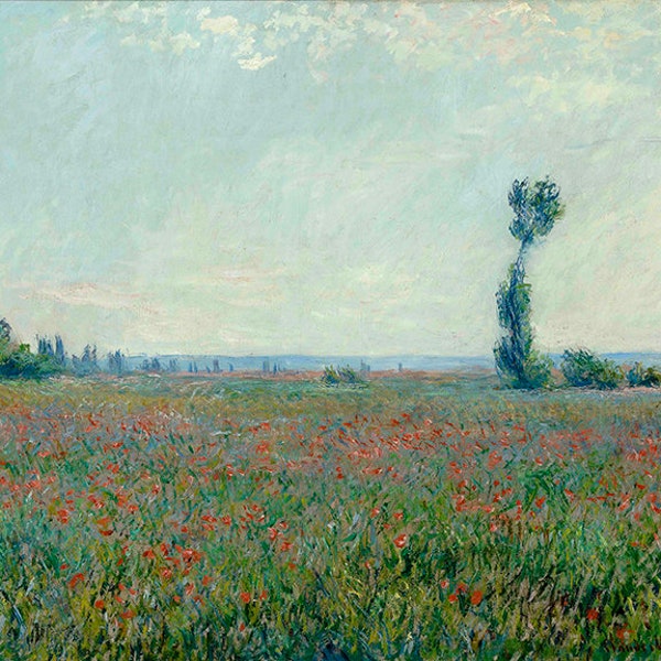 Field of Poppies, Champ de coquelicots.  Claude Monet 1881.  Restoration Hardware Home Deco Style Oil Painting Reprint.