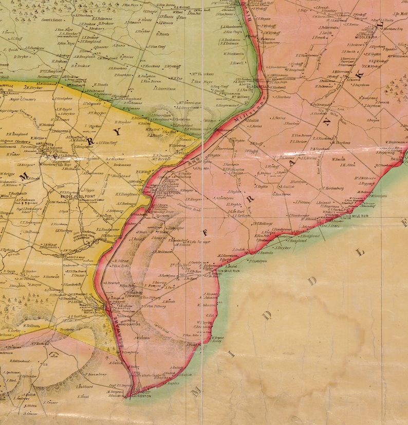 Map of Somerset County. New Jersey NJ 1850 Vintage Home Etsy
