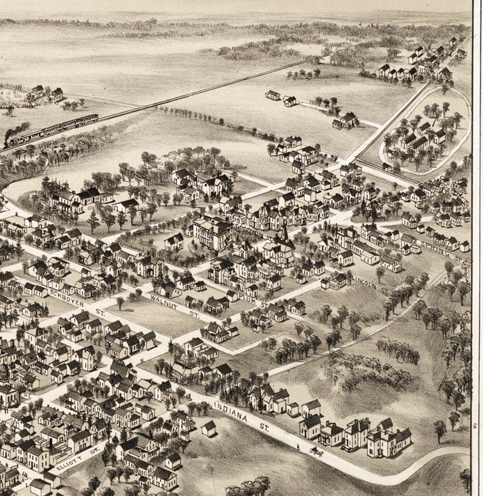 Map of New Castle, Henry Co., Indiana IN. 1884. Vintage Restoration ...