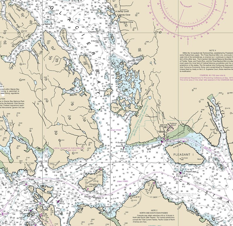 NOAA Nautical Charts of Stephens Passage to Cross Sound, Including Lynn ...